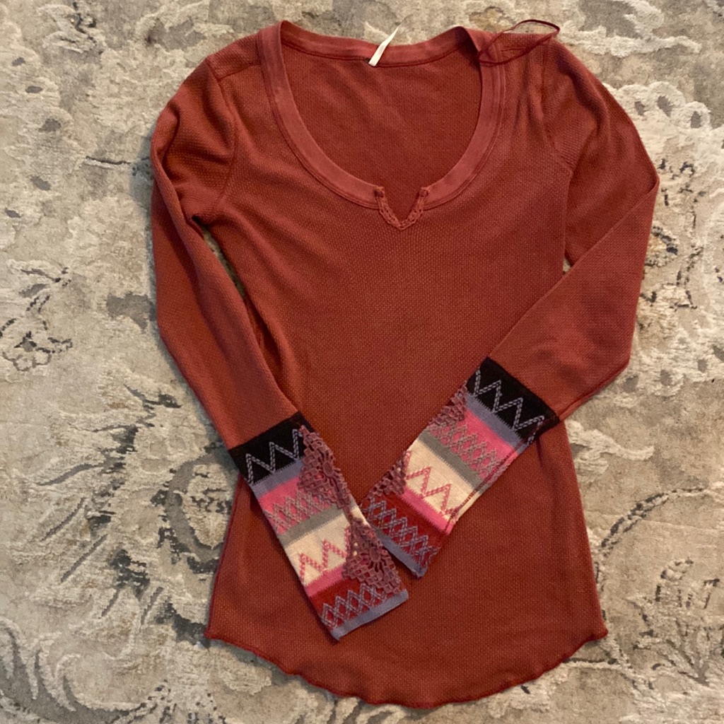Nwot! Free People Large Embroidered Sleeve Tunic